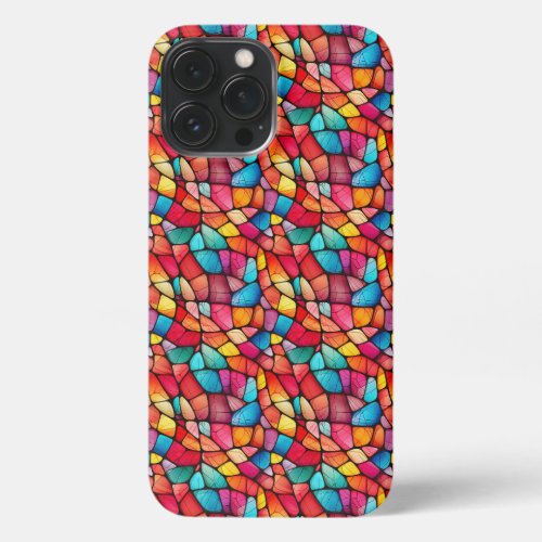 Colorful Stained Glass Pattern background iPhone 13 Pro Max Case