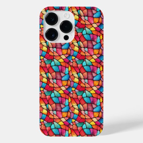 Colorful Stained Glass Pattern background iPhone 14 Pro Max Case