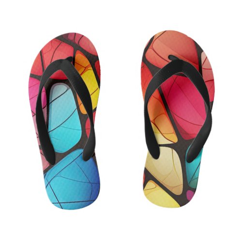 Colorful Stained Glass Pattern background Kids Flip Flops