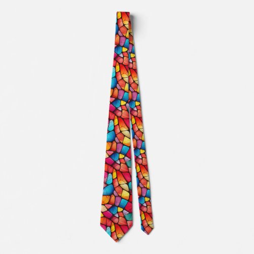 Colorful Stained Glass Pattern background Neck Tie