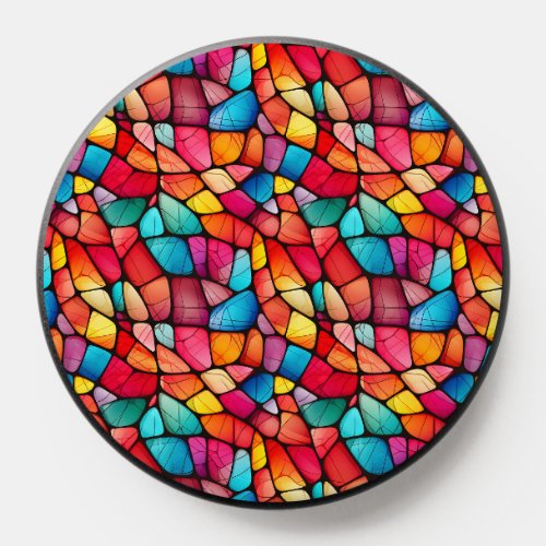 Colorful Stained Glass Pattern background PopSocket