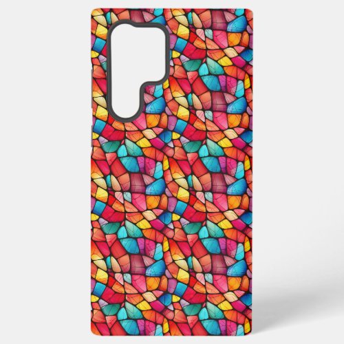 Colorful Stained Glass Pattern background Samsung Galaxy S22 Ultra Case