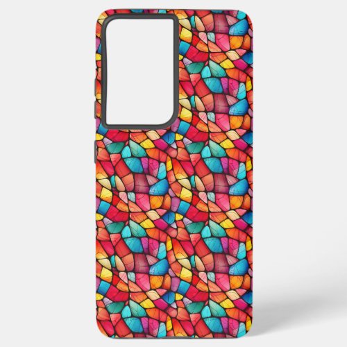 Colorful Stained Glass Pattern background Samsung Galaxy S21 Ultra Case