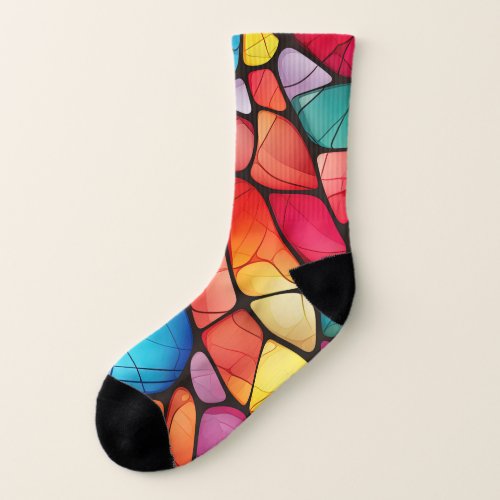 Colorful Stained Glass Pattern background Socks