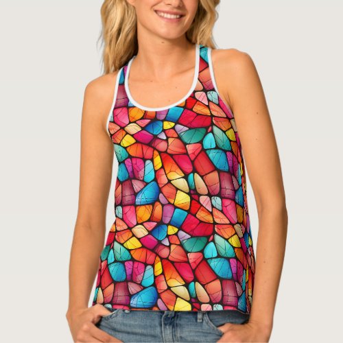 Colorful Stained Glass Pattern background Tank Top