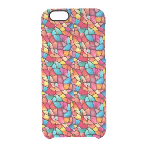 Colorful Stained Glass Pattern background Clear iPhone 66S Case