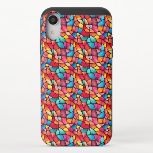 Colorful Stained Glass Pattern background iPhone XR Slider Case