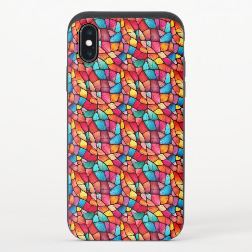 Colorful Stained Glass Pattern background iPhone XS Slider Case