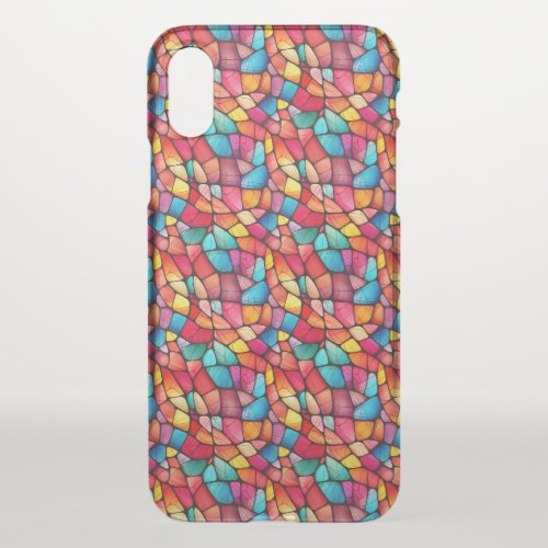 Colorful Stained Glass Pattern background iPhone XS Case