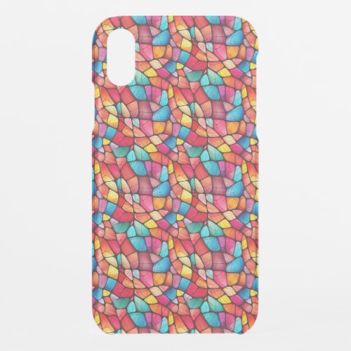 Colorful Stained Glass Pattern background iPhone XR Case