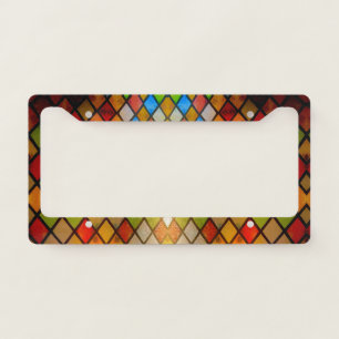 Colorful Stained Glass Pattern License Plate Frame