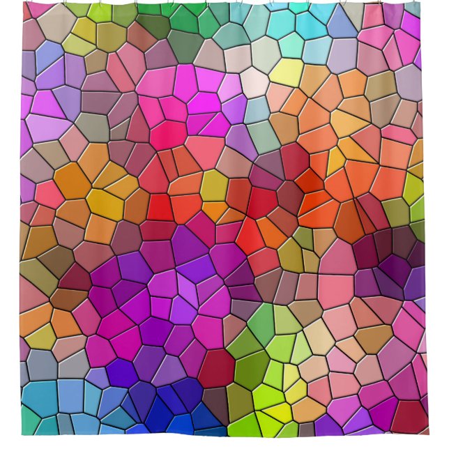 Colorful Stained Glass Pattern Shower Curtain (Front)