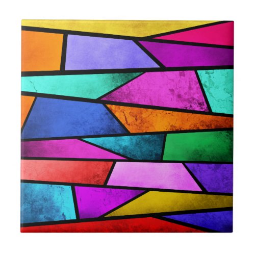 Colorful Stained Glass Purple Blue Ceramic Tile