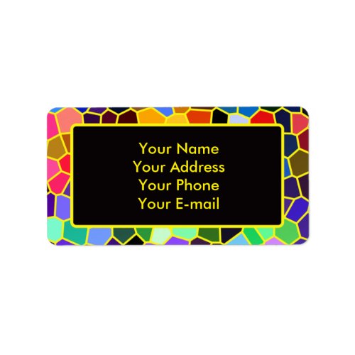 Colorful Stained Glass Rainbow Abstract Mosaic Label