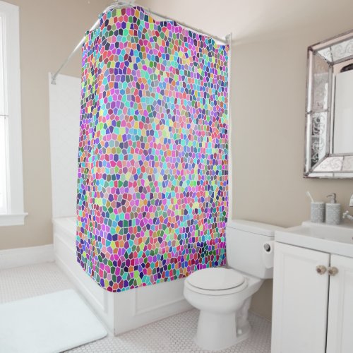 Colorful stained glass shower curtain