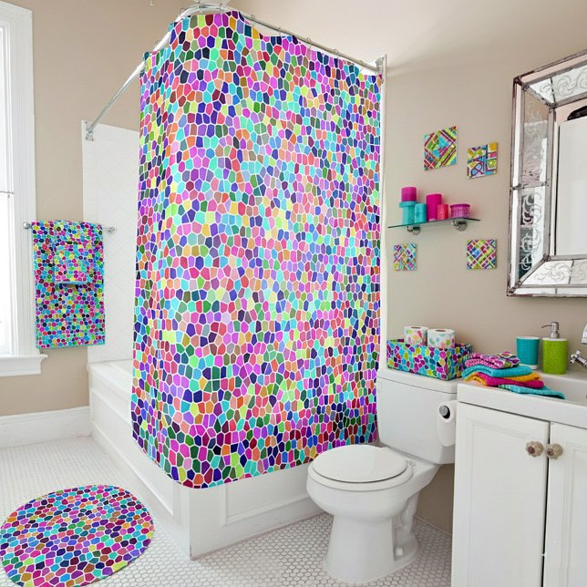 Colorful stained glass shower curtain (Creator Uploaded)