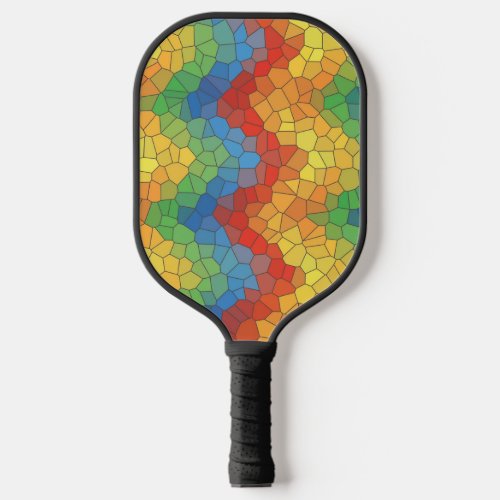 Colorful Stained Glass Stripes Pickleball Paddle