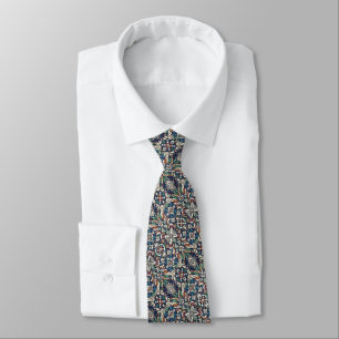 Colorful Stained Glass Tile Pattern Neck Tie