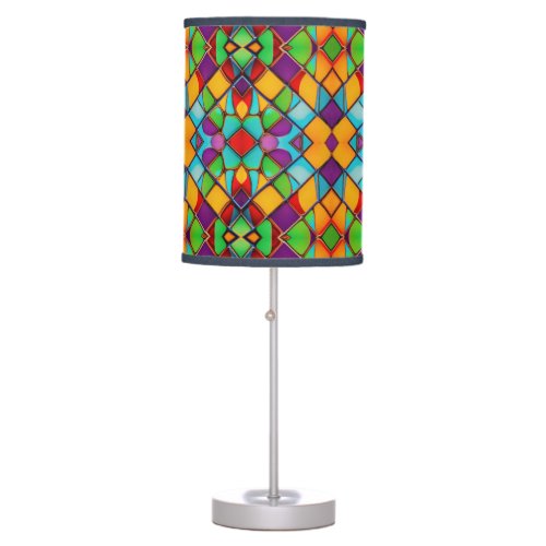 Colorful Stained Glass Tiles _ Vintage Style Decor Table Lamp