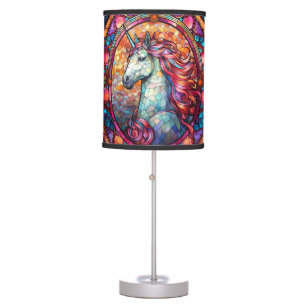 Colorful Stained Glass Unicorn Table Lamp