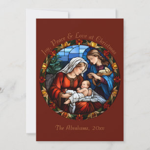 Colorful Stained Glass Vintage Christmas Card