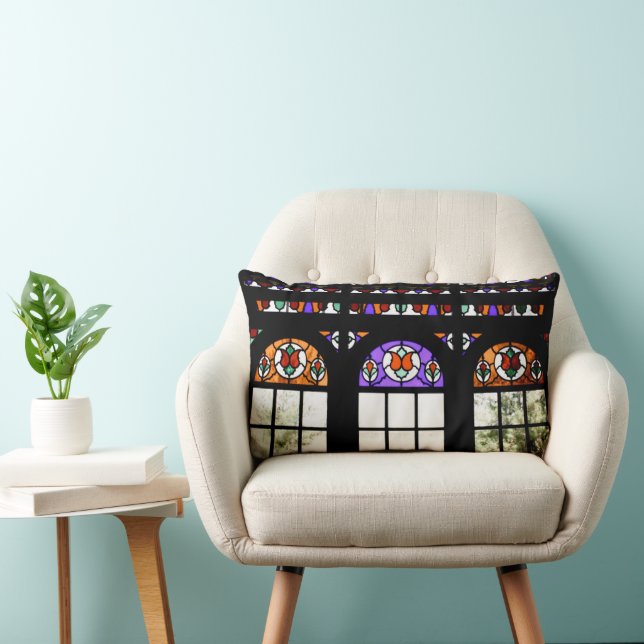 Colorful Stained Glass Window Lumbar Pillow (Chair)