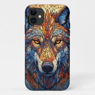 Colorful Stained Glass Wolf Head iPhone 11 Case