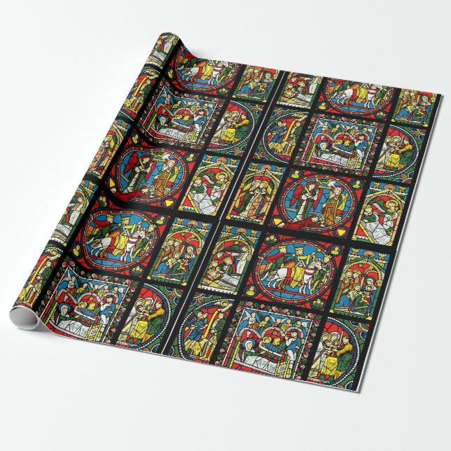 Colorful Stained Glass Wrapping Paper (Unrolled)