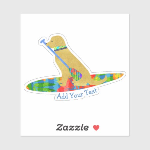 Colorful Stand Up Paddle Board Golden Retriever Sticker