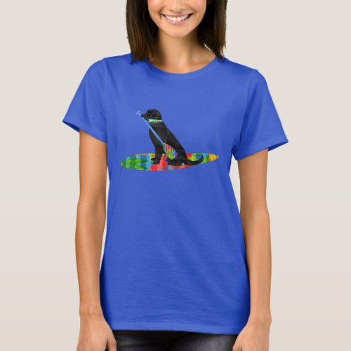 Colorful Stand Up Paddle Board Preppy Black Lab T_Shirt