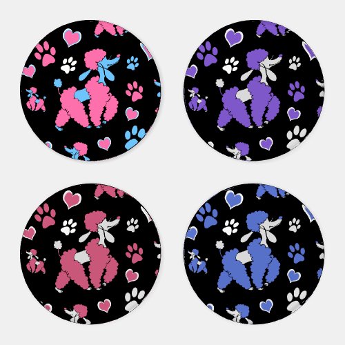 Colorful Standard Poodle Coaster Set