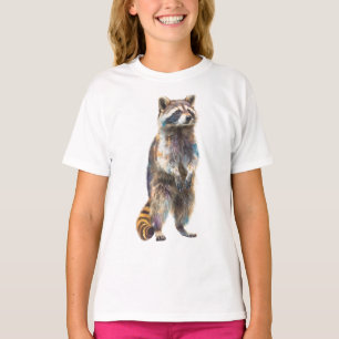 Colorful Standing Trash Panda Illustration Kids T-Shirt