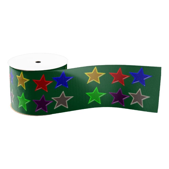 Colorful star buttons grosgrain ribbon (Spool)