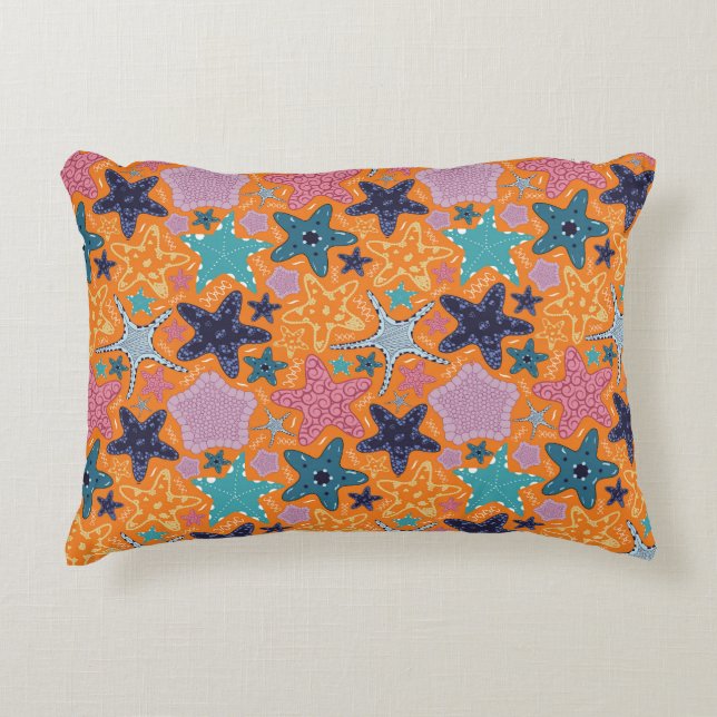 Colorful Star fishes Accent Pillow (Front)