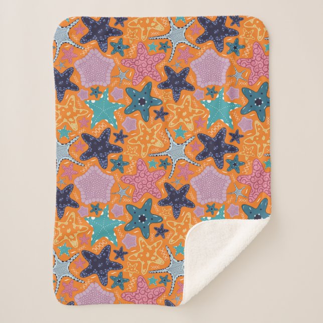 Colorful Star fishes Sherpa Blanket (Front)