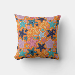 Colorful Star fishes Throw Pillow
