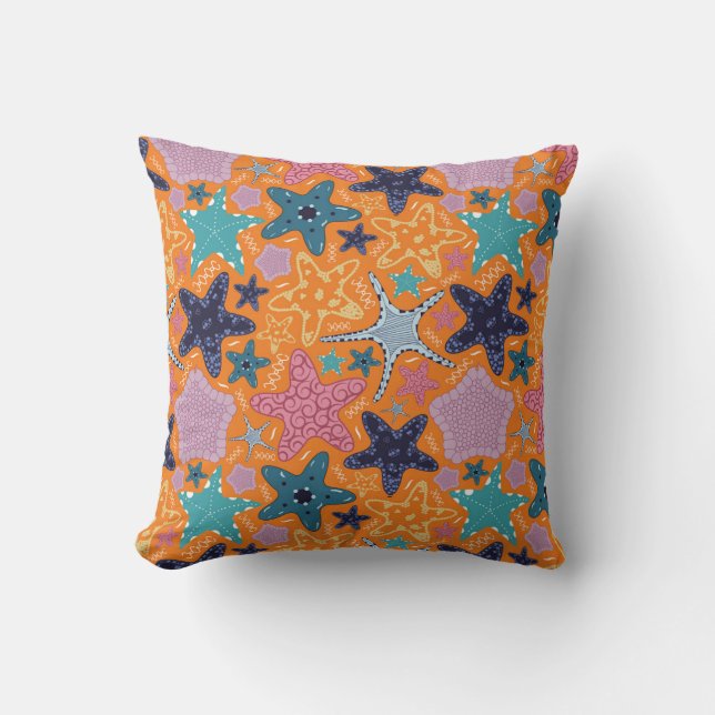 Colorful Star fishes Throw Pillow (Front)