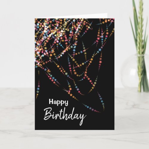 Colorful Star Lights Swirl Birthday Card