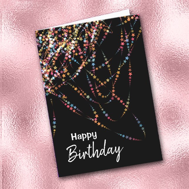 Colorful Star Lights Swirl Birthday Card (Creator Uploaded)