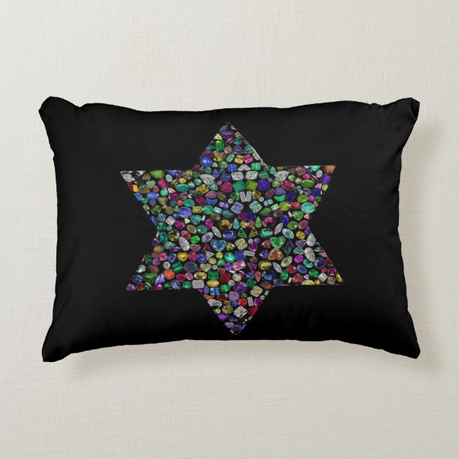 Colorful Star of David Accent Pillow (Front)