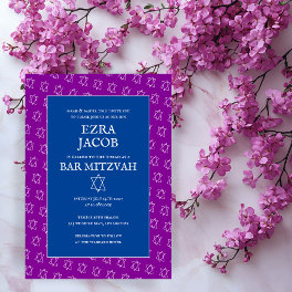 Colorful Star of David Custom Bat Bar Mitzvah Invitation