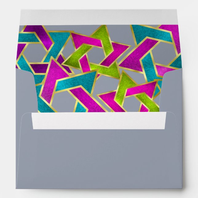 Colorful Star of David Gold Envelope (Back (Bottom))