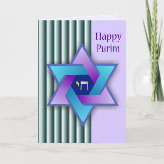 Colorful Star of David Happy Purim Card