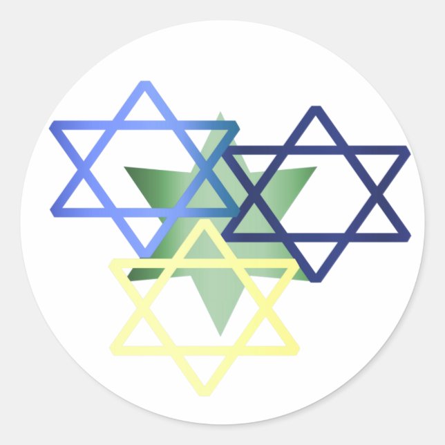 Colorful Star Of David Sticker (Front)