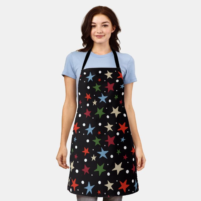 Colorful Star Pattern Apron (Worn)