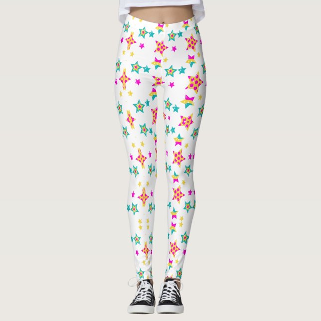 Colorful star pattern Leggings  (Front)