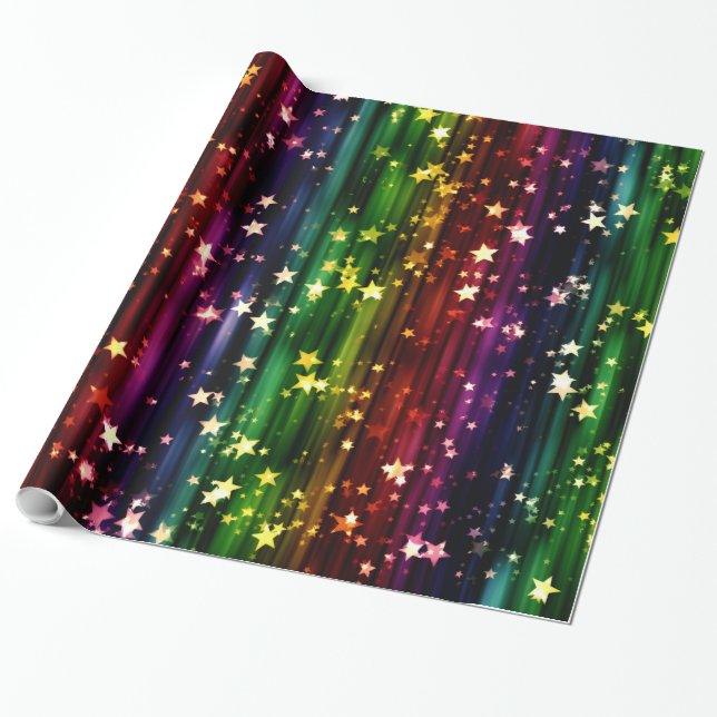 Colorful Star Sequence Wrapping Paper (Unrolled)