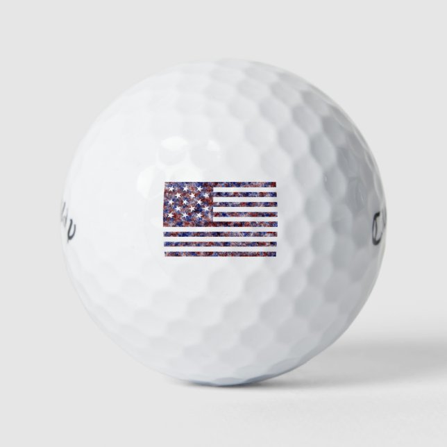 Colorful Star-Spangled Banner America Flag Golf Balls (Front)
