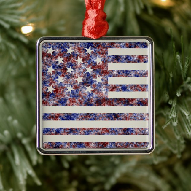 Colorful Star-Spangled Banner America Flag Metal Ornament (Tree)