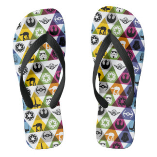 Colorful Star Wars Geometric Pattern Flip Flops